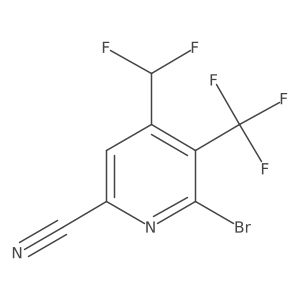 6-Bromo-4-(difluoromethyl)-5-(trifluoromethyl)picolinonitrile结构式