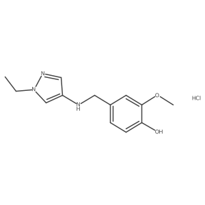4-[[(1-Ethylpyrazol-4-yl)amino]methyl]-2-methoxyphenol;hydrochloride Structure