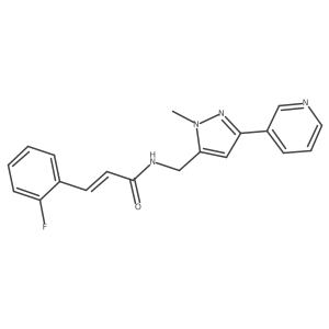 (E)-3-(2-fluorophenyl)-N-((1-methyl-3-(pyridin-3-yl)-1H-pyrazol-5-yl)methyl)acrylamide结构式