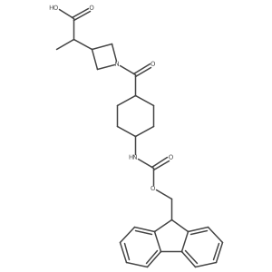 2-{1-[4-({[(9H-fluoren-9-yl)methoxy]carbonyl}amino)cyclohexanecarbonyl]azetidin-3-yl}propanoic acid结构式