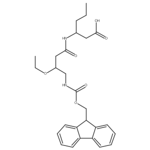3-[3-ethoxy-4-({[(9H-fluoren-9-yl)methoxy]carbonyl}amino)butanamido]hexanoic acid结构式