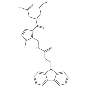 2-(1-{5-[({[(9H-fluoren-9-yl)methoxy]carbonyl}amino)methyl]-1-methyl-1H-pyrazol-4-yl}-N-(2-hydroxyethyl)formamido)acetic acid结构式