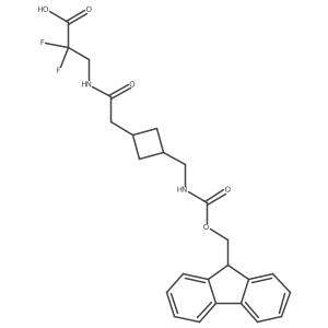 3-(2-{3-[({[(9H-fluoren-9-yl)methoxy]carbonyl}amino)methyl]cyclobutyl}acetamido)-2,2-difluoropropanoic acid结构式