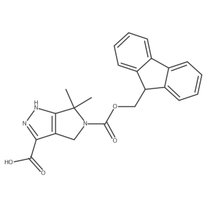 5-(9H-Fluoren-9-ylmethoxycarbonyl)-6,6-dimethyl-1,4-dihydropyrrolo[3,4-c]pyrazole-3-carboxylic acid结构式