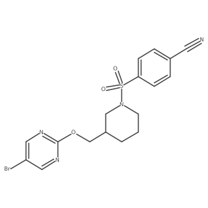 4-[(3-{[(5-Bromopyrimidin-2-yl)oxy]methyl}piperidin-1-yl)sulfonyl]benzonitrile Structure