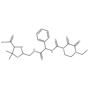 (4S)-2-[[[(2R)-2-[(4-ethyl-2,3-dioxopiperazine-1-carbonyl)amino]-2-phenylacetyl]amino]methyl]-5,5-dimethyl-1,3-thiazolidine-4-carboxylic acid Structure