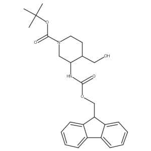 tert-butyl 3-({[(9H-fluoren-9-yl)methoxy]carbonyl}amino)-4-(hydroxymethyl)piperidine-1-carboxylate结构式