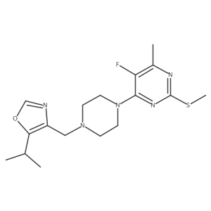 5-Fluoro-4-methyl-2-(methylsulfanyl)-6-(4-{[5-(propan-2-yl)-1,3-oxazol-4-yl]methyl}piperazin-1-yl)pyrimidine结构式