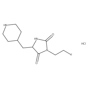 3-(2-Fluoroethyl)-5-(piperidin-4-ylmethyl)imidazolidine-2,4-dione hydrochloride结构式