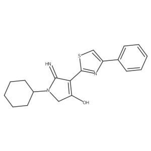 1-cyclohexyl-5-imino-4-(4-phenyl-1,3-thiazol-2-yl)-2,5-dihydro-1H-pyrrol-3-ol结构式