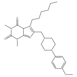 7-hexyl-8-[[4-(4-methoxyphenyl)piperazin-1-yl]methyl]-1,3-dimethyl-5H-purin-7-ium-2,6-dione Structure