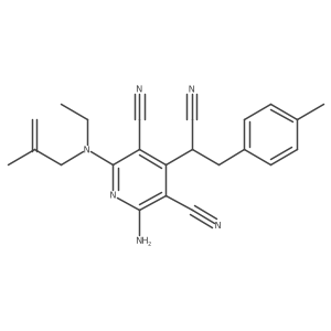 2-Amino-4-[1-cyano-2-(4-methylphenyl)ethyl]-6-[ethyl(2-methyl-2-propen-1-yl)amino]-3,5-pyridinedicarbonitrile结构式