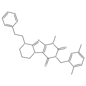 3-(2,5-dimethylbenzyl)-1-methyl-9-phenethyl-6,7,8,9-tetrahydropyrimido[2,1-f]purine-2,4(1H,3H)-dione Structure