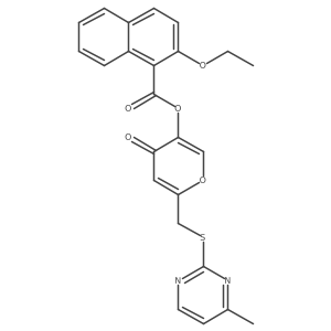 6-(((4-methylpyrimidin-2-yl)thio)methyl)-4-oxo-4H-pyran-3-yl 2-ethoxy-1-naphthoate Structure