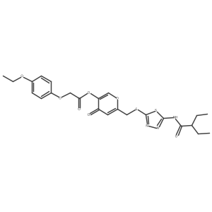 6-(((5-(2-ethylbutanamido)-1,3,4-thiadiazol-2-yl)thio)methyl)-4-oxo-4H-pyran-3-yl 2-(4-ethoxyphenoxy)acetate结构式