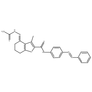 2-Benzofurancarboxamide, 4-[2-(aminothioxomethyl)hydrazinylidene]-4,5,6,7-tetrahydro-3-methyl-N-[4-(2-phenyldiazenyl)phenyl]-结构式