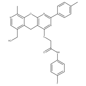 N-(4-fluorophenyl)-2-{[11-(hydroxymethyl)-14-methyl-5-(4-methylphenyl)-2-oxa-4,6,13-triazatricyclo[8.4.0.0^{3,8}]tetradeca-1(10),3(8),4,6,11,13-hexaen-7-yl]sulfanyl}acetamide Structure