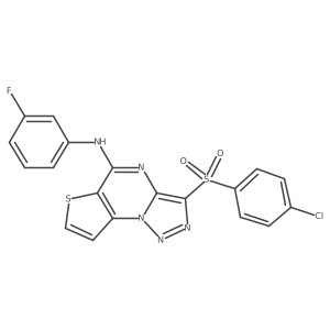 10-(4-chlorobenzenesulfonyl)-N-(3-fluorophenyl)-5-thia-1,8,11,12-tetraazatricyclo[7.3.0.0^{2,6}]dodeca-2(6),3,7,9,11-pentaen-7-amine Structure