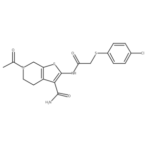 6-Acetyl-2-(2-((4-chlorophenyl)thio)acetamido)-4,5,6,7-tetrahydrothieno[2,3-c]pyridine-3-carboxamide结构式