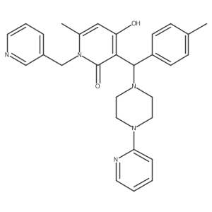 4-hydroxy-6-methyl-3-((4-(pyridin-2-yl)piperazin-1-yl)(p-tolyl)methyl)-1-(pyridin-3-ylmethyl)pyridin-2(1H)-one Structure