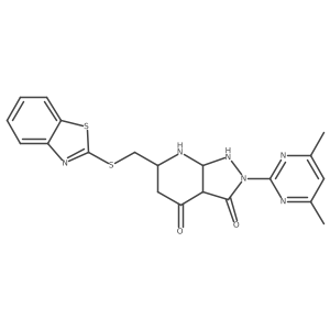 6-(1,3-Benzothiazol-2-ylsulfanylmethyl)-2-(4,6-dimethylpyrimidin-2-yl)-1,3a,5,6,7,7a-hexahydropyrazolo[3,4-b]pyridine-3,4-dione Structure