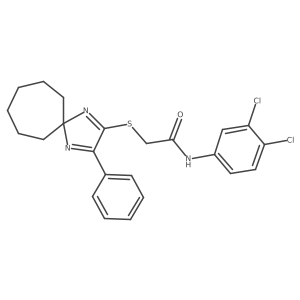 N-(3,4-Dichlorophenyl)-2-({3-phenyl-1,4-diazaspiro[4.6]undeca-1,3-dien-2-YL}sulfanyl)acetamide结构式