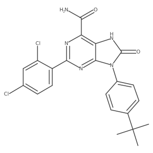 9-(4-(tert-butyl)phenyl)-2-(2,4-dichlorophenyl)-8-oxo-8,9-dihydro-7H-purine-6-carboxamide Structure
