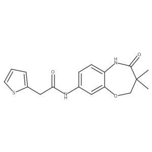 N-(3,3-dimethyl-4-oxo-2,3,4,5-tetrahydrobenzo[b][1,4]oxazepin-8-yl)-2-(thiophen-2-yl)acetamide结构式