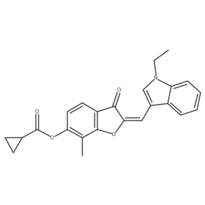 (2E)-2-[(1-ethyl-1H-indol-3-yl)methylidene]-7-methyl-3-oxo-2,3-dihydro-1-benzofuran-6-yl cyclopropanecarboxylate结构式