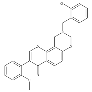 9-(2-chlorobenzyl)-3-(2-methoxyphenyl)-9,10-dihydrochromeno[8,7-e][1,3]oxazin-4(8H)-one Structure