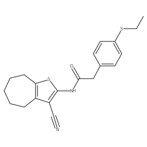 N-(3-cyano-5,6,7,8-tetrahydro-4H-cyclohepta[b]thiophen-2-yl)-2-(4-(ethylthio)phenyl)acetamide结构式
