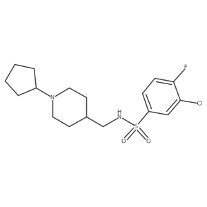3-chloro-N-[(1-cyclopentylpiperidin-4-yl)methyl]-4-fluorobenzene-1-sulfonamide结构式