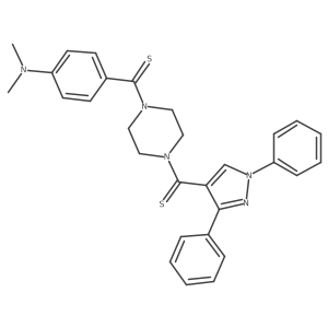 (4-(dimethylamino)phenyl)(4-(1,3-diphenyl-1H-pyrazole-4-carbonothioyl)piperazin-1-yl)methanethione结构式