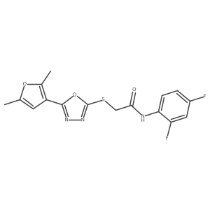 N-(2,4-difluorophenyl)-2-((5-(2,5-dimethylfuran-3-yl)-1,3,4-oxadiazol-2-yl)thio)acetamide Structure