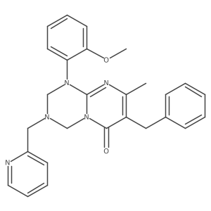 7-benzyl-1-(2-methoxyphenyl)-8-methyl-3-(pyridin-2-ylmethyl)-1,2,3,4-tetrahydro-6H-pyrimido[1,2-a][1,3,5]triazin-6-one结构式