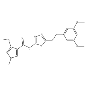 N-(5-((3,5-dimethoxybenzyl)thio)-1,3,4-thiadiazol-2-yl)-3-methoxy-1-methyl-1H-pyrazole-4-carboxamide Structure