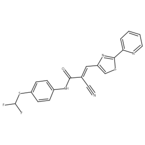 (E)-2-cyano-N-[4-(difluoromethylsulfanyl)phenyl]-3-(2-pyridin-2-yl-1,3-thiazol-4-yl)prop-2-enamide Structure