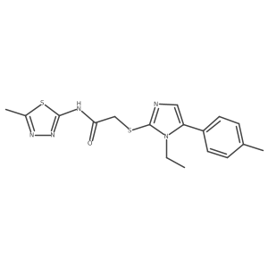 2-{[1-ethyl-5-(4-methylphenyl)-1H-imidazol-2-yl]sulfanyl}-N-(5-methyl-1,3,4-thiadiazol-2-yl)acetamide结构式