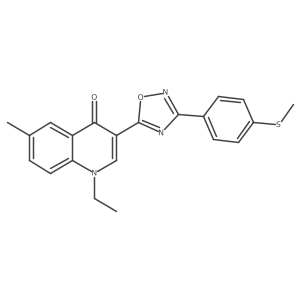 1-ethyl-6-methyl-3-(3-(4-(methylthio)phenyl)-1,2,4-oxadiazol-5-yl)quinolin-4(1H)-one结构式