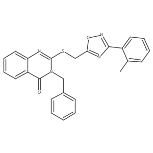 3-benzyl-2-(((3-(o-tolyl)-1,2,4-oxadiazol-5-yl)methyl)thio)quinazolin-4(3H)-one结构式