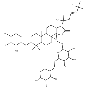 Dammar-23-en-16-one, 3-(I+/--L-arabinopyranosyloxy)-20,25-dihydroxy-30-[(6-O-I(2)-D-xylopyranosyl-I(2)-D-glucopyranosyl)oxy]-, (3I(2),23E)- Structure