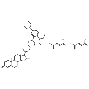 Pregna-1,4,9(11)-triene-3,20-dione, 21-(4-(3,6-bis(diethylamino)-2-pyridinyl)-1-piperazinyl)-16-methyl-, (16alpha)-, (2Z)-2-butenedionate (1:2) Structure