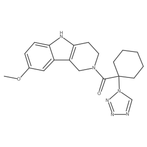 (8-methoxy-1,3,4,5-tetrahydro-2H-pyrido[4,3-b]indol-2-yl)[1-(1H-tetrazol-1-yl)cyclohexyl]methanone结构式