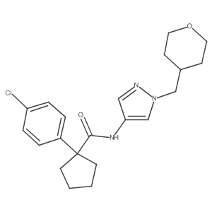 1-(4-chlorophenyl)-N-(1-((tetrahydro-2H-pyran-4-yl)methyl)-1H-pyrazol-4-yl)cyclopentanecarboxamide结构式