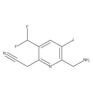 2-(Aminomethyl)-5-(difluoromethyl)-3-iodopyridine-6-acetonitrile Structure