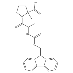 (2R)-1-[(2R)-2-({[(9H-fluoren-9-yl)methoxy]carbonyl}amino)propanoyl]-2-methylpyrrolidine-2-carboxylic acid结构式