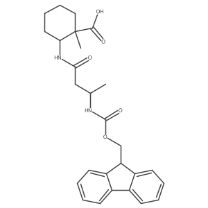 2-[(3S)-3-({[(9H-fluoren-9-yl)methoxy]carbonyl}amino)butanamido]-1-methylcyclohexane-1-carboxylic acid Structure