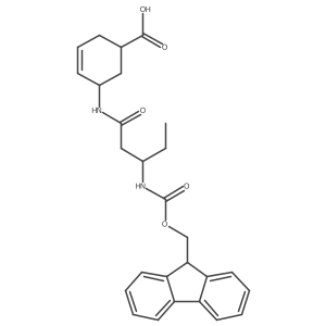 5-[(3R)-3-({[(9H-fluoren-9-yl)methoxy]carbonyl}amino)pentanamido]cyclohex-3-ene-1-carboxylic acid结构式
