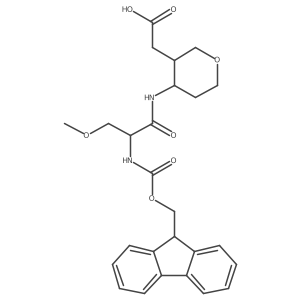 2-{4-[(2S)-2-({[(9H-fluoren-9-yl)methoxy]carbonyl}amino)-3-methoxypropanamido]oxan-3-yl}acetic acid Structure