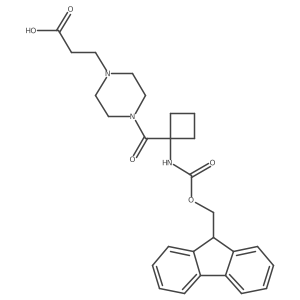 3-{4-[1-({[(9H-fluoren-9-yl)methoxy]carbonyl}amino)cyclobutanecarbonyl]piperazin-1-yl}propanoic acid Structure